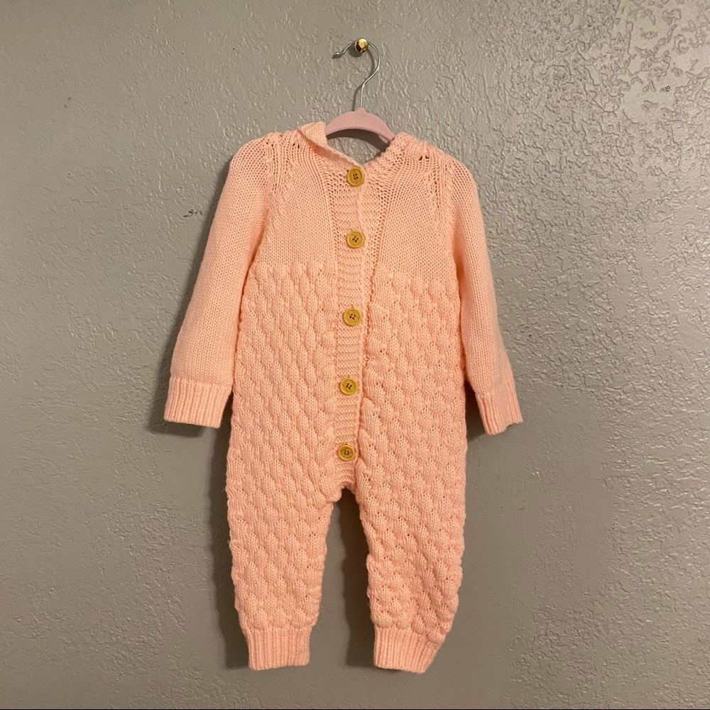 VINTAGE BABY KNIT BUTTON UP ONSIE